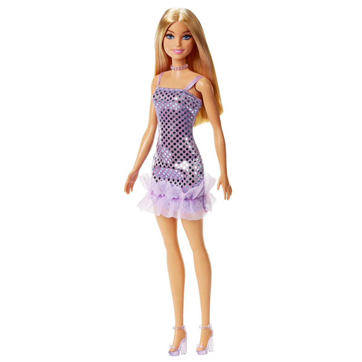 Barbie Poupée Blonde Avec Robe Lavande Métallique