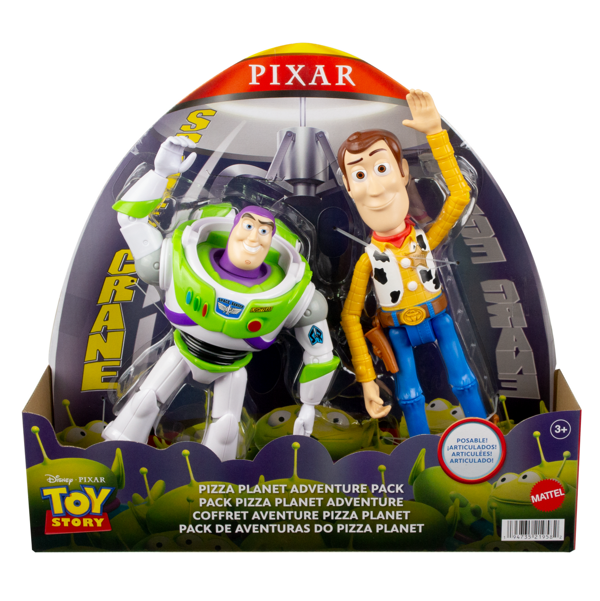 Disney And Pixar Toy Story 7-Inch Woody And Buzz Action Figure Toys 2-Pack, Pizza Planet Adventure