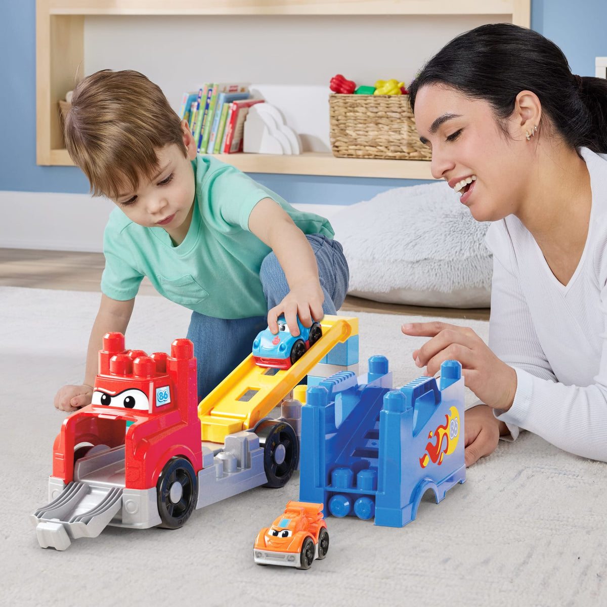 MEGA BLOKS First Builders Build & Race Rig Toy Blocks (19 Pieces) For Toddler