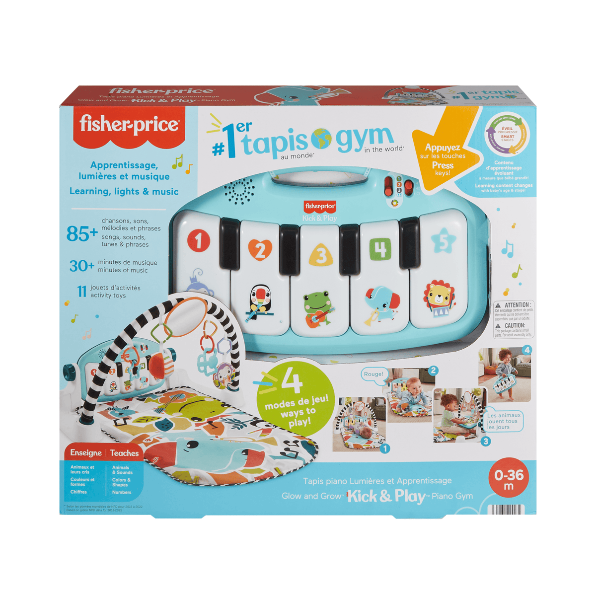 Fisher-Price Tapis Piano Lumières et Apprentissage, Bleu, Français