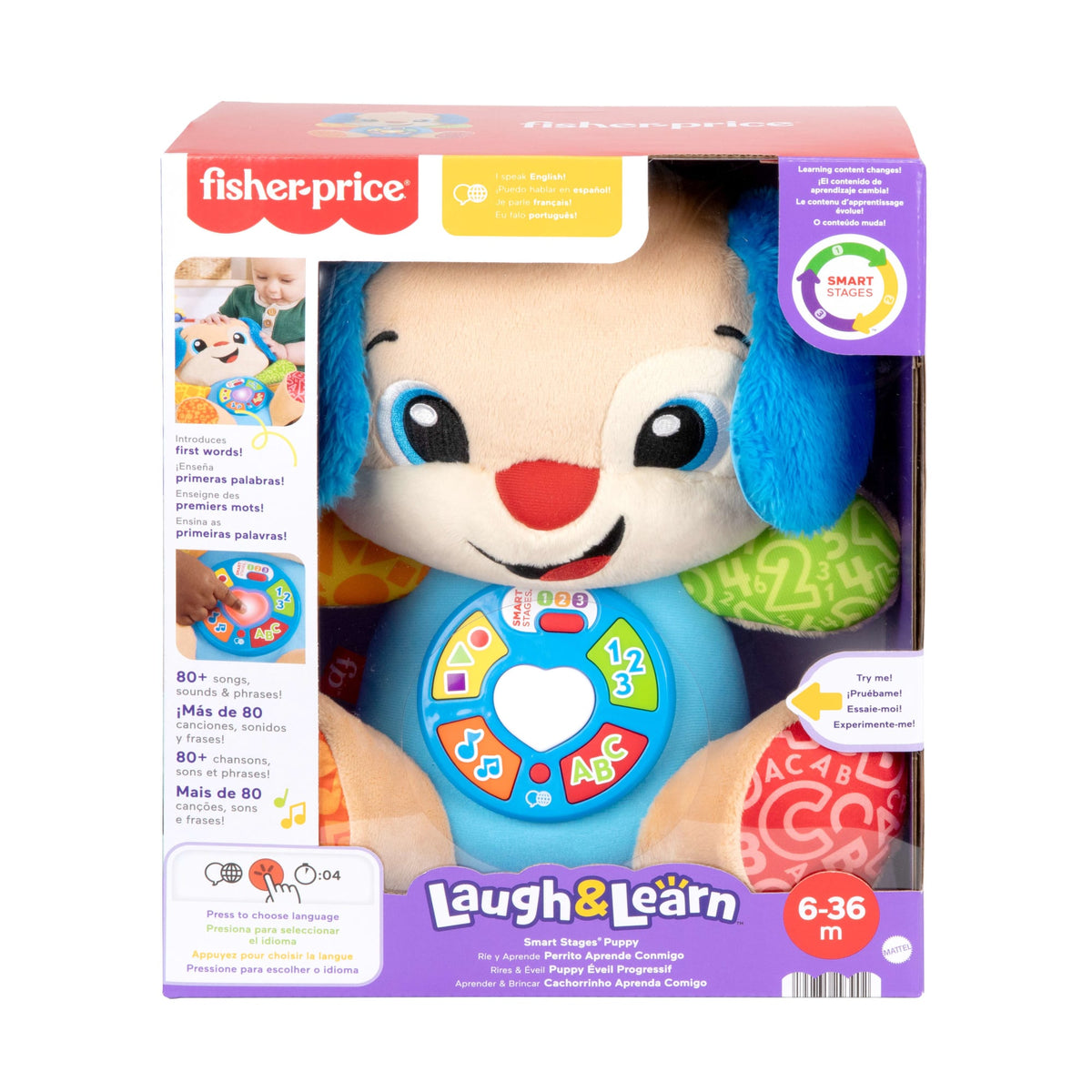 Fisher-Price Ríe y Aprende Juguete para Bebés Perrito Aprende Conmigo