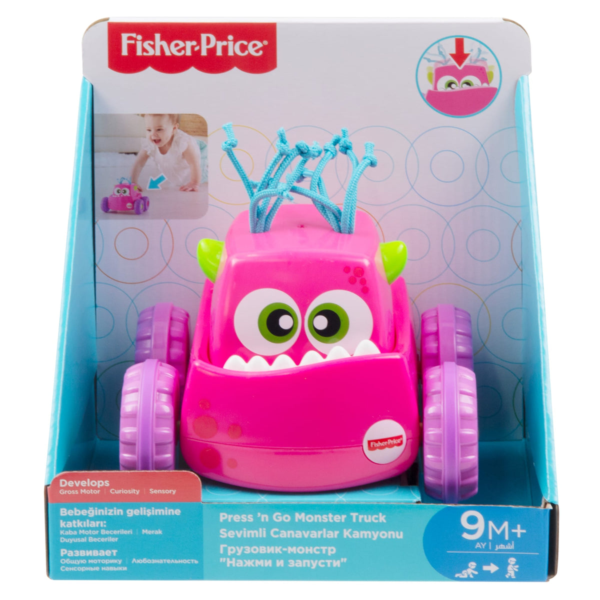 Fisher-Price Juguete para Bebés Monstruo Presiona Y Persigue Rosa