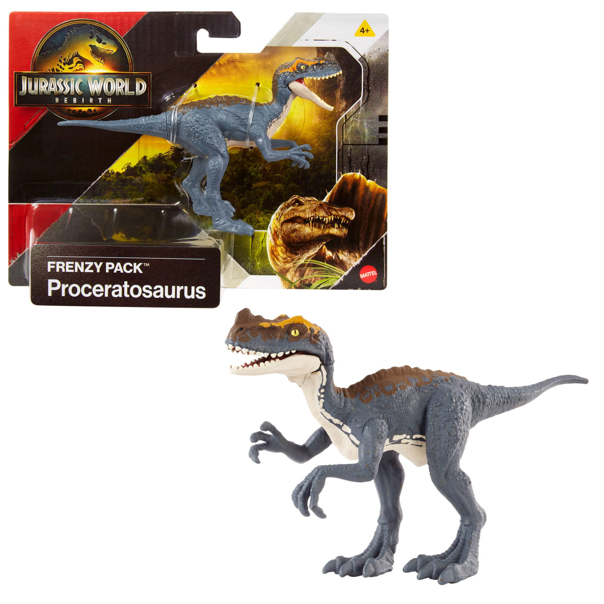 Jurassic World Rebirth Frenzy Pack Proceratosaurus Dinosaur Figure, Authentic Toy, Digital Play