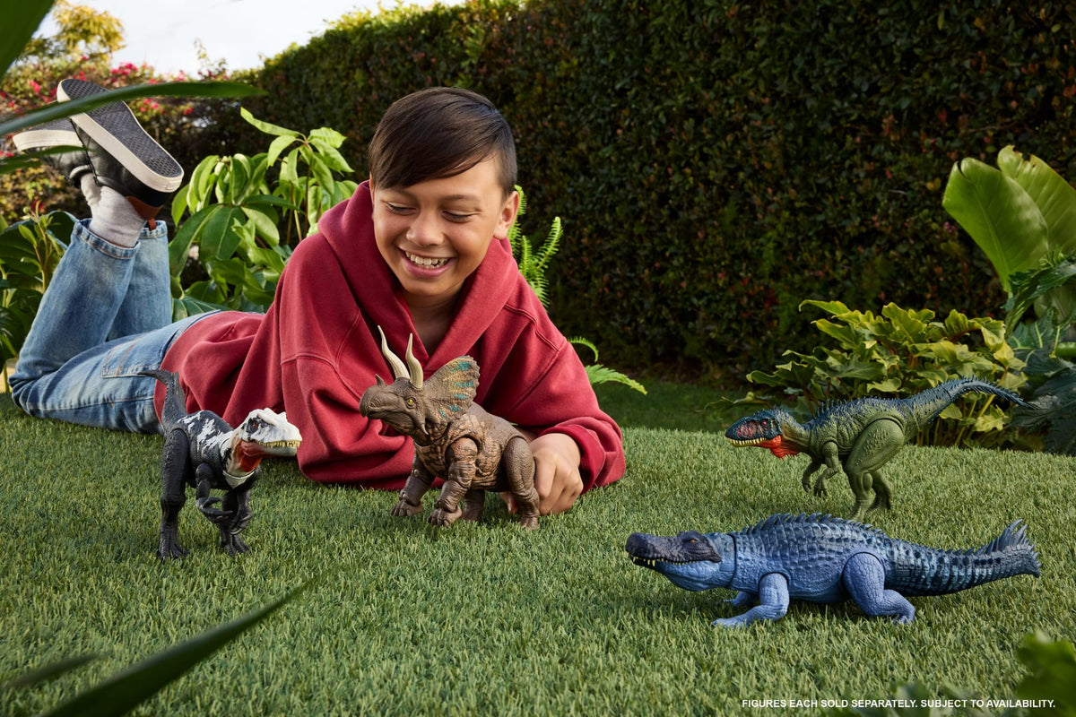 Jurassic World Rebirth Gigantic Thrashers Purussaurus Dinosaur Figure Toy, Tail Activated Attack