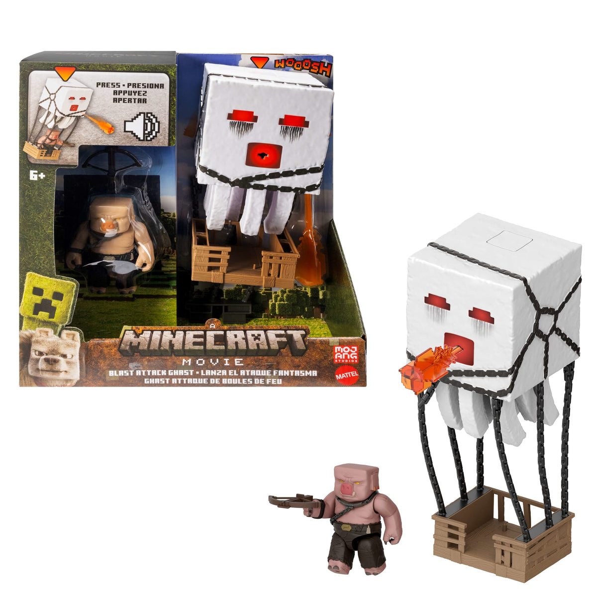Minecraft Blast Attack Ghast Action Figure Set With Lights, Sounds & More Inspired By The Movie