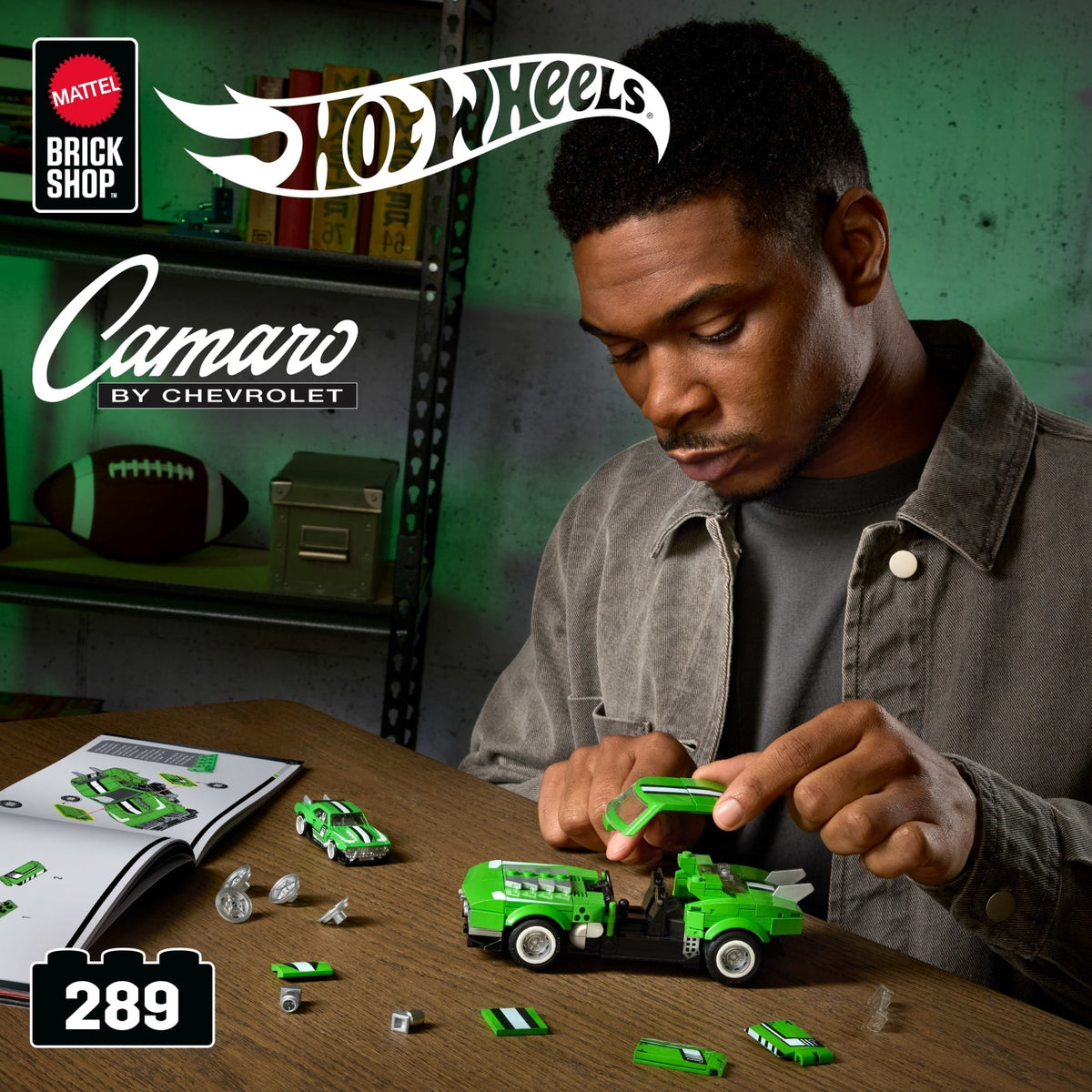 Mattel Brick Shop Hot Wheels Custom ’68 Camaro Building Toy Kit (289 Pieces), For Collectors