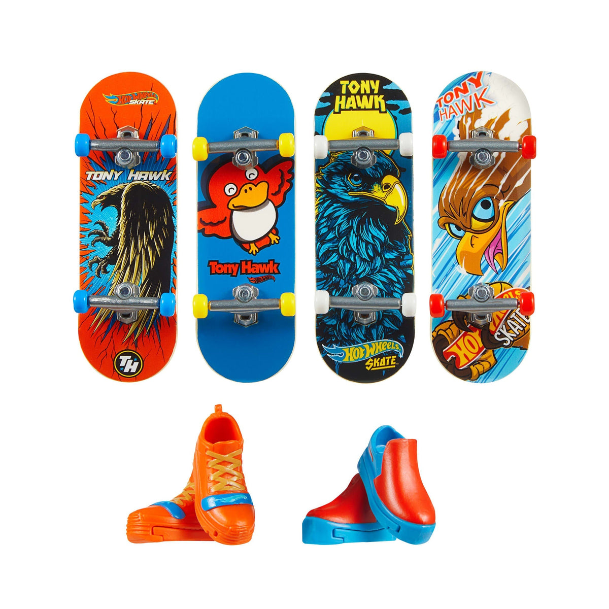 Hot Wheels Skate Vehículo de Juguete Paquete de Patinetas con Tenis Tony Hawk Pájaros