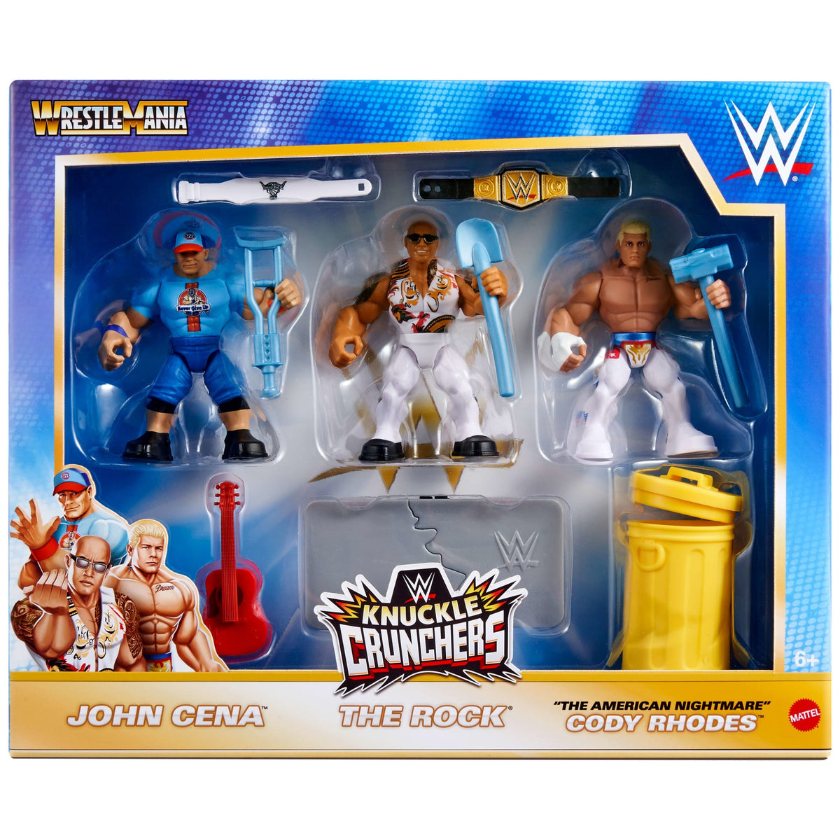 Wwe  Knuckle Crunchers  Coffret de 3Figurines Articulées et Acc.