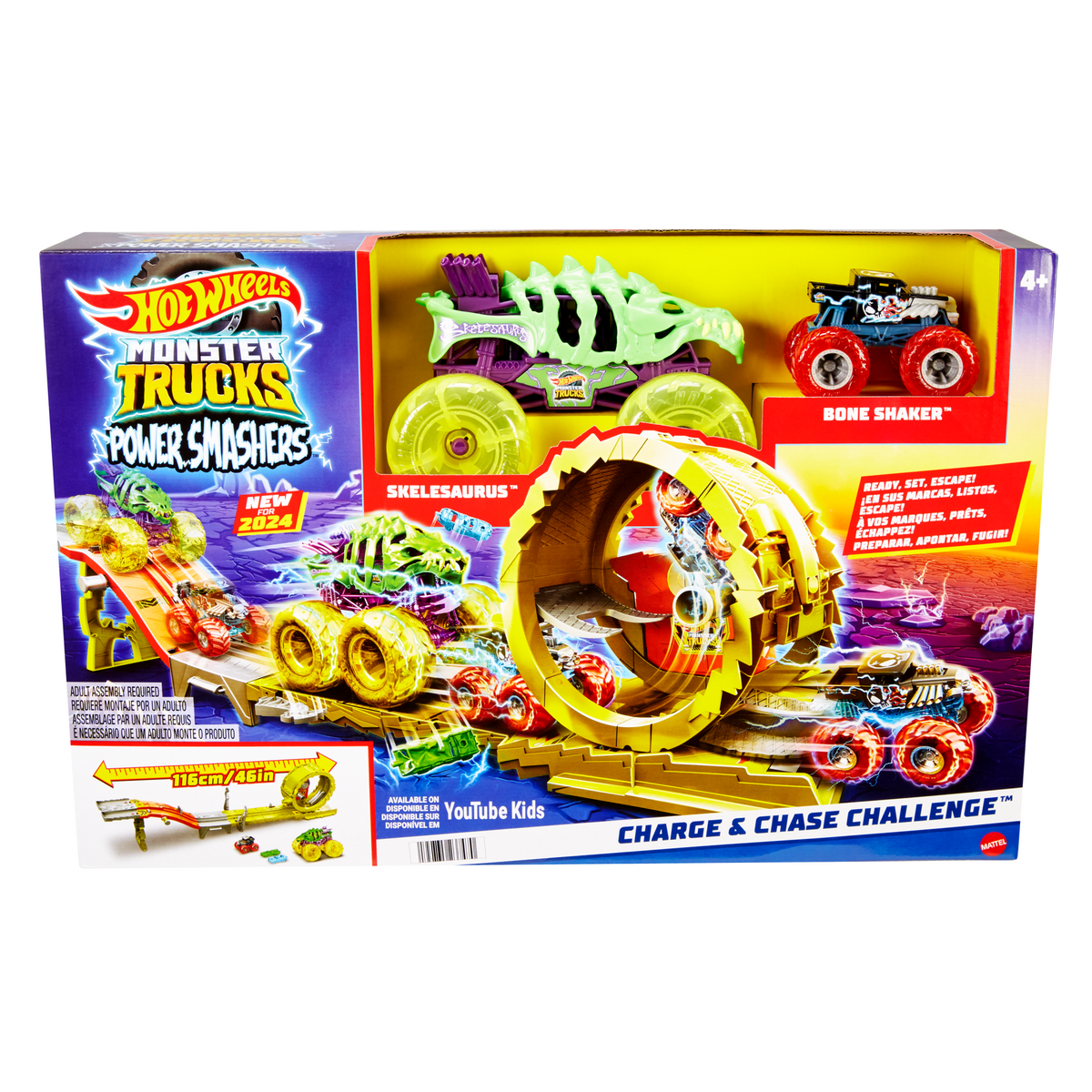 Hot Wheels Monster Trucks Pista de Juguete Arena Energía de Demolición ¡Recarga de energía y destruye!