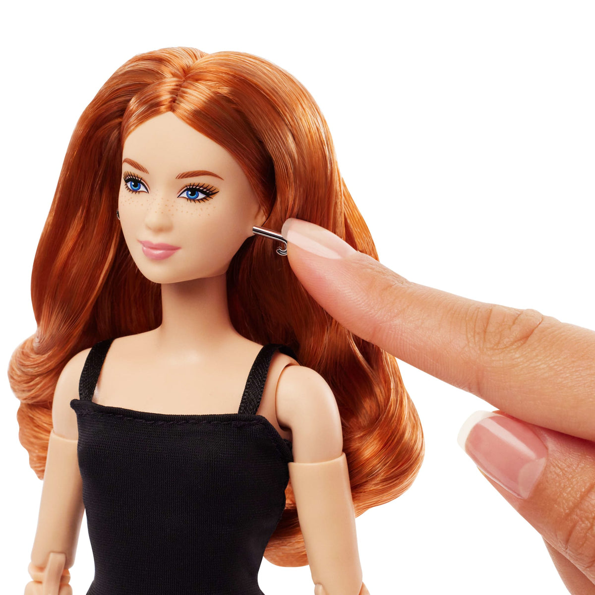 Barbie Basics Collectible Doll, Model 04 With Red Curly Hair, Black Dress & Platform Heels