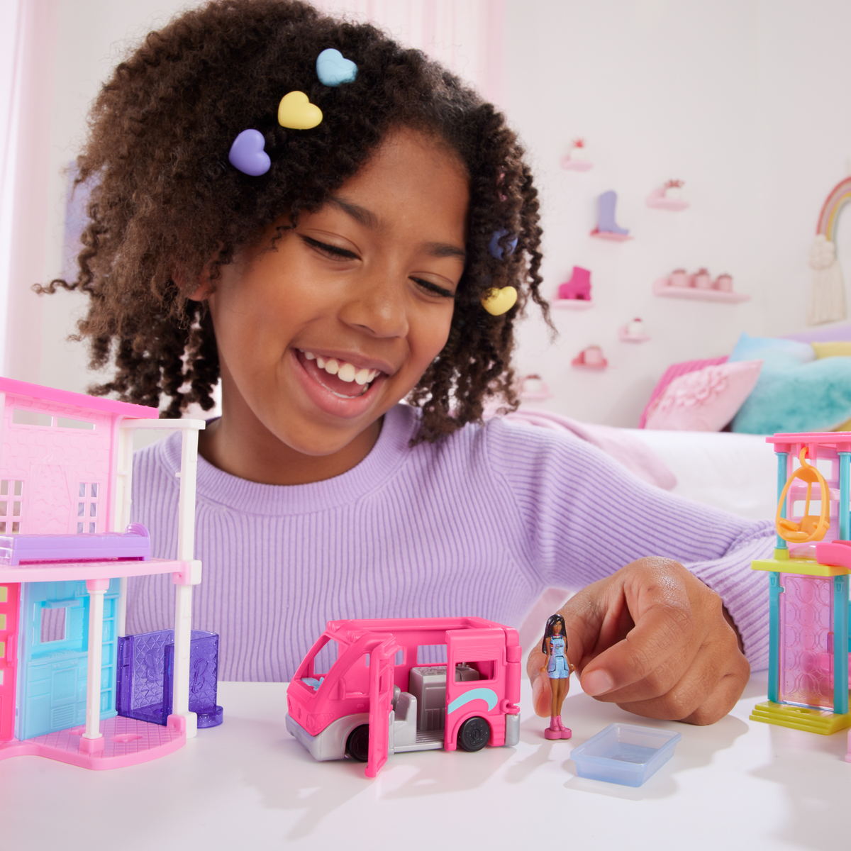 Barbie Mini Barbieland Doll & Vehicle Set With 1.5-inch Doll & Dreamcamper With Color-Change Pool