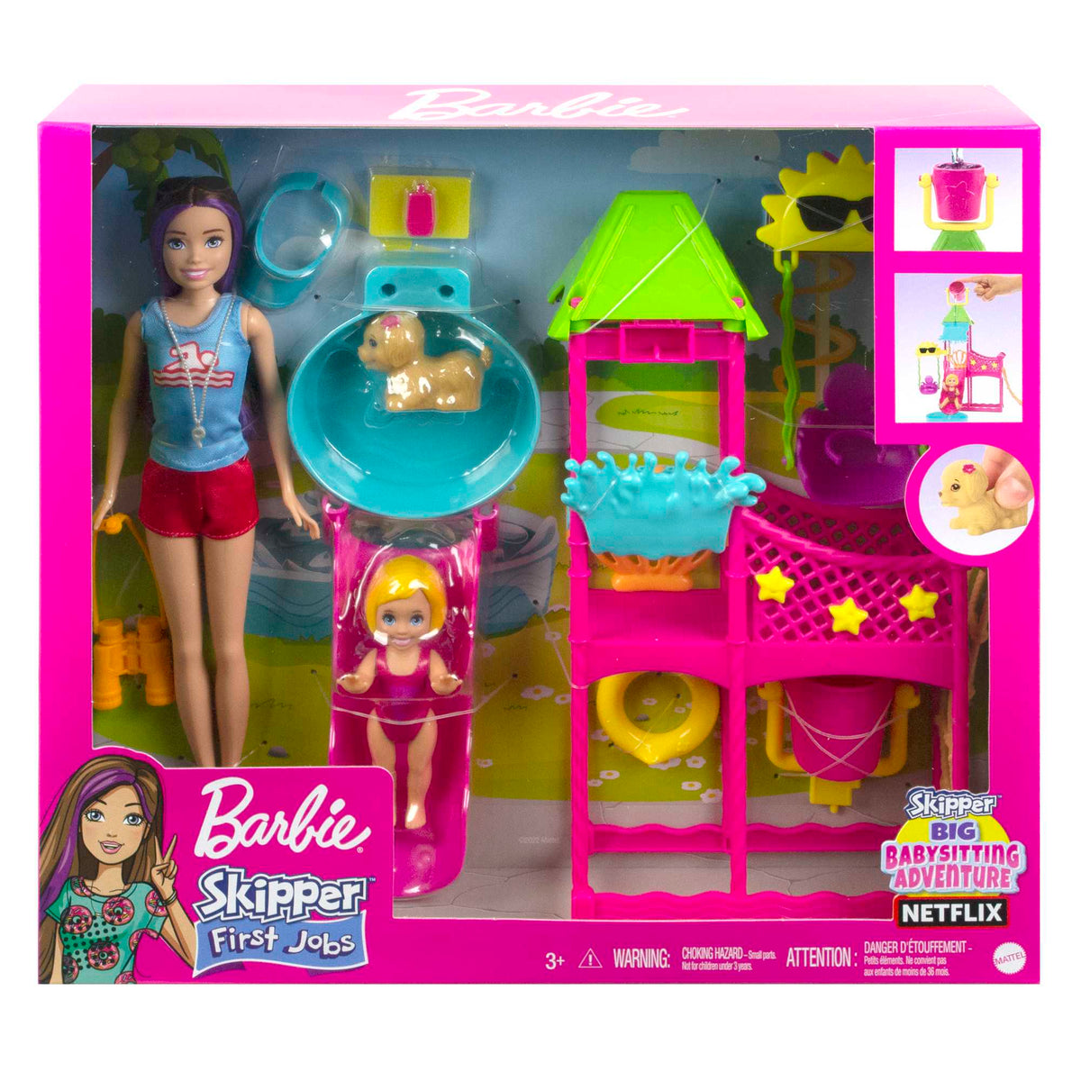 Barbie®-Skipper Premiers Jobs Coffret Parc Aquatique, Avec Toboggan