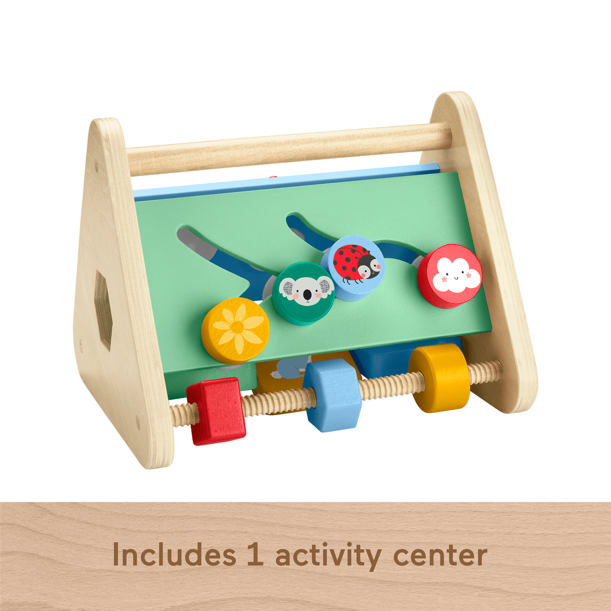 Fisher-Price Wooden Activity Triangle, 3-Sided Fine Motor Toy For Baby, 1 Wood Piece