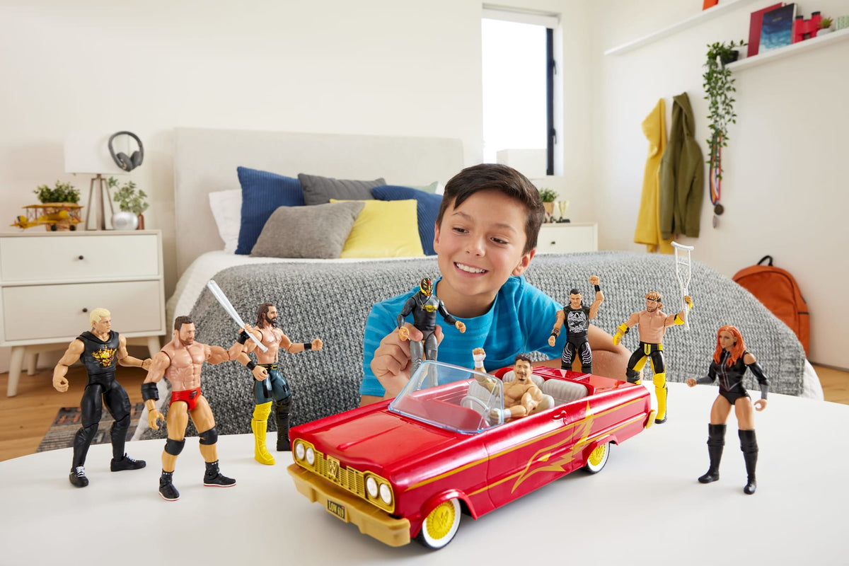 WWE Lucha Low Rider Vehicle Set With Rey Mysterio Main Event Action Figure & Toy Car