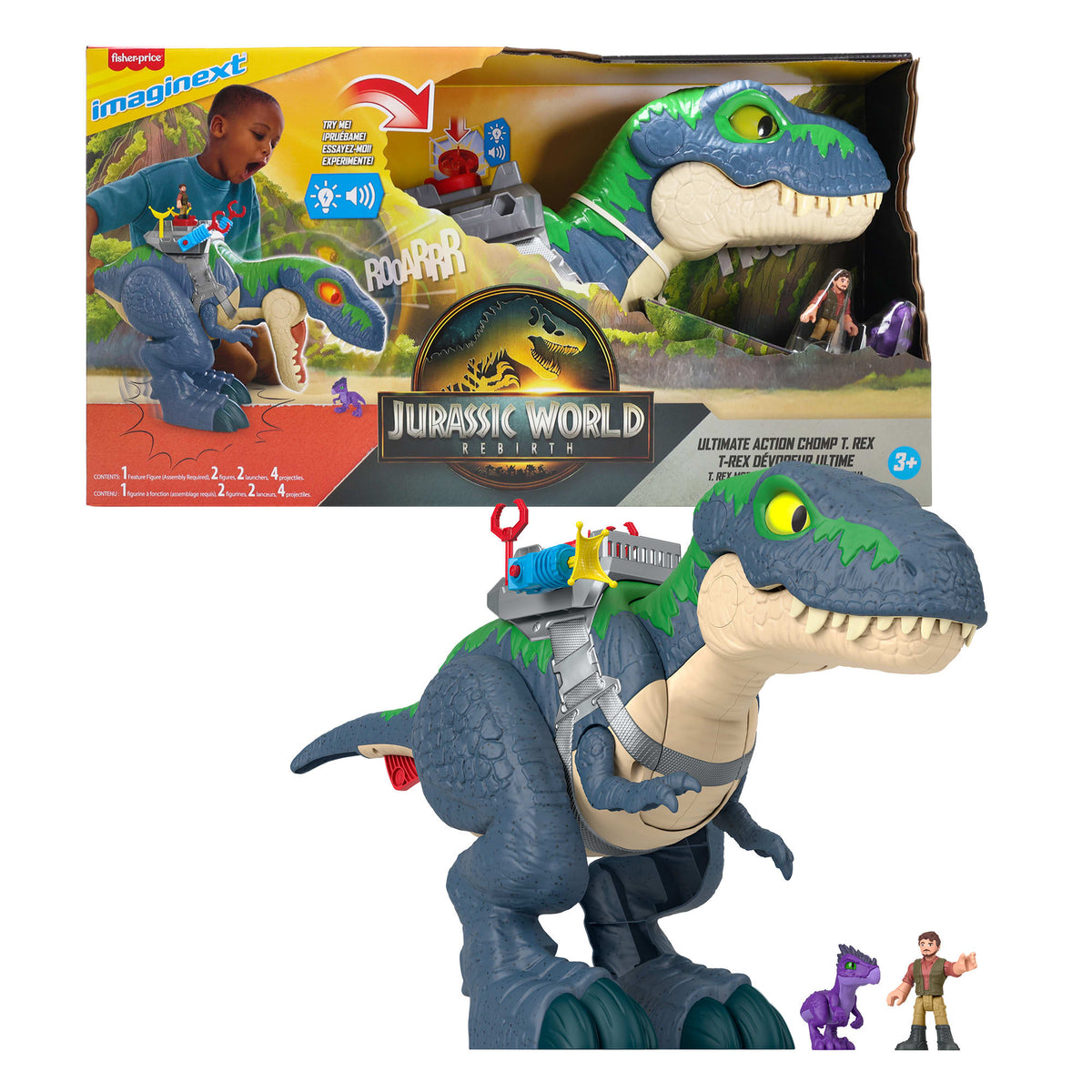Fisher-Price-T-Rex Mâchoires Redoutables Imaginext-Avec Figurines