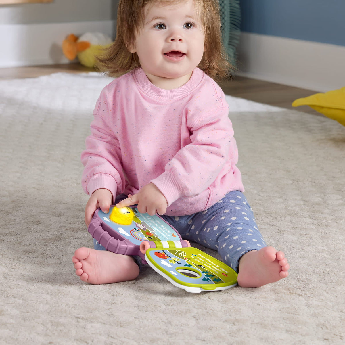 Fisher-Price  Livre Interactif Singe Violet, Avec Lumières et Sons