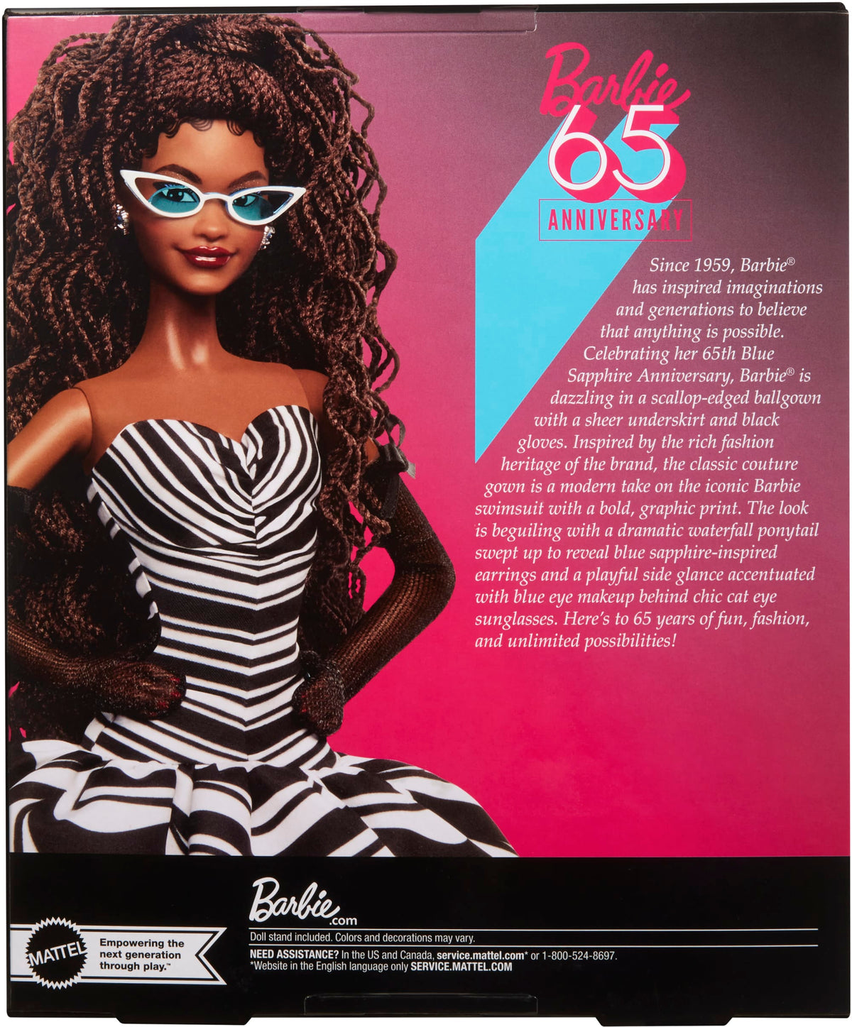 Barbie Signature 65th Anniversary Collectible Doll With Brown Hair And Black And White Gown