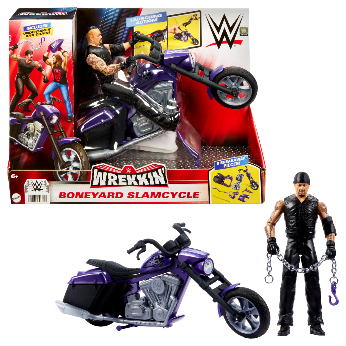 Wwe  Wrekkin’  Véhicule et Fig.  Boneyard Slamcycle et Undertaker