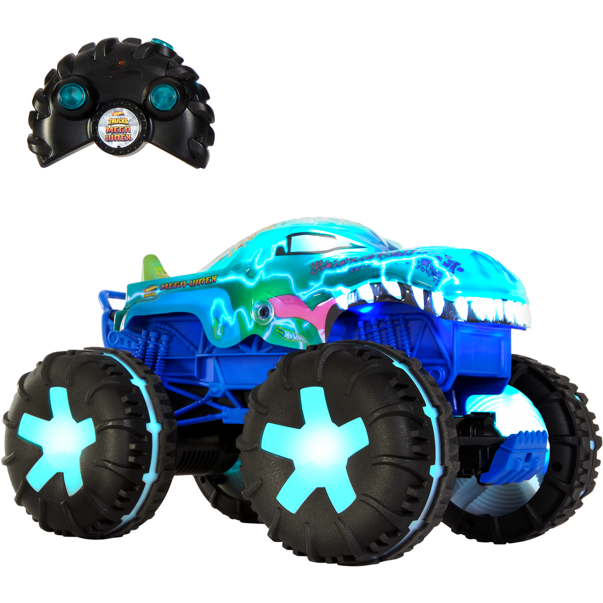 Hot Wheels Monster Trucks Vehículo a Control Remoto Mega Wrex Luces y Sonidos Escala 1:15