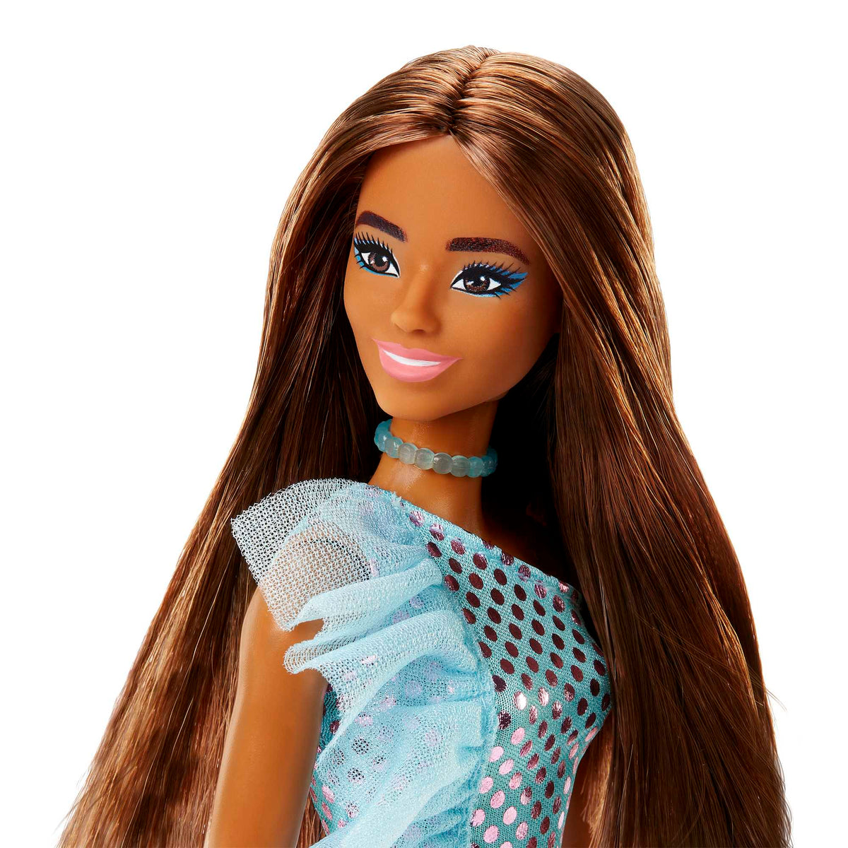 Barbie Fashion & Beauty Muñeca Glitz Vestido de Noche Azul