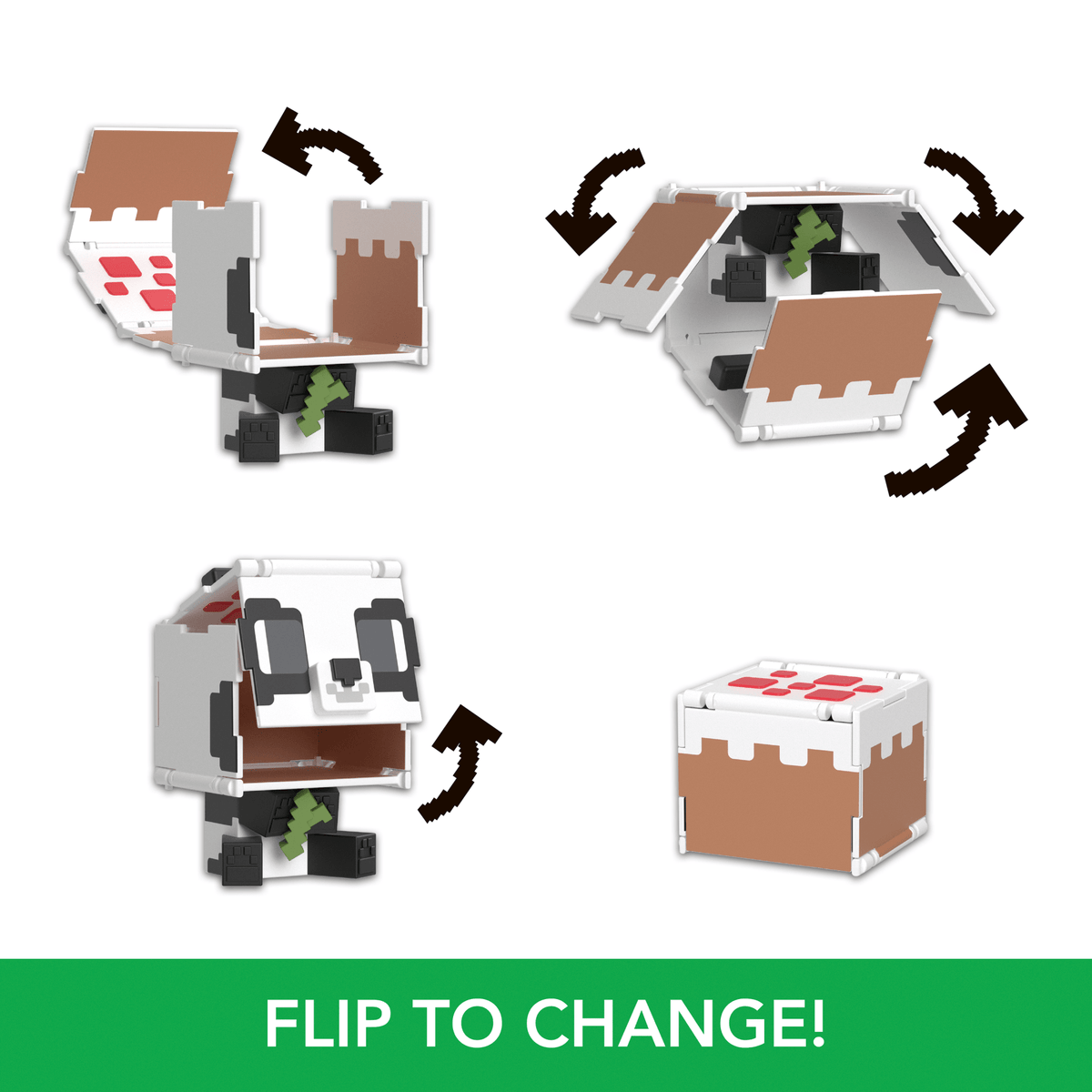 Minecraft Flippin’ Figs Figures Collection, 2-in-1 Fidget Play, 3.75-in Scale & Pixelated Design (Characters May Vary)
