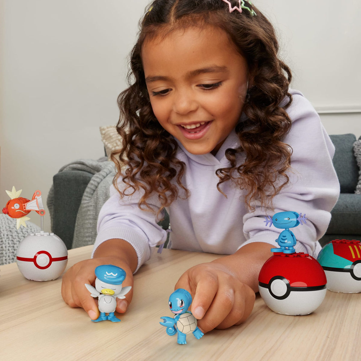 Coffret de Construction Équipe de Type Eau Mega Pokémon, 2Figurines Articulées, 79Pièces, Pour enfants