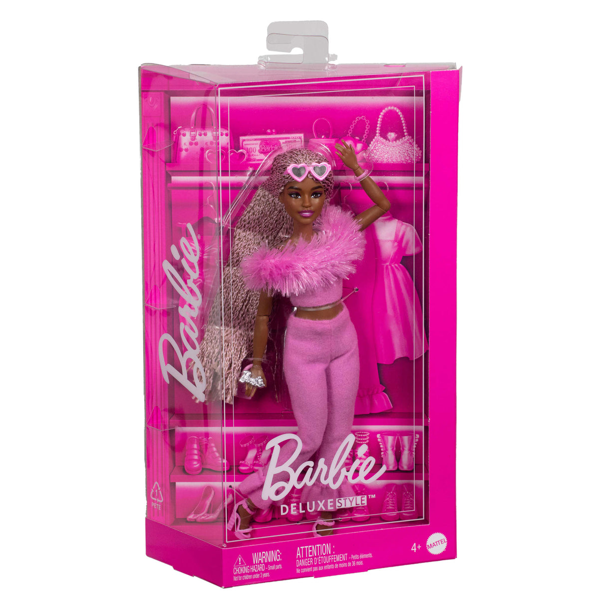 Barbie  Style de Luxe  Poupée4, Combinaison Rose, Cheveux Tressés