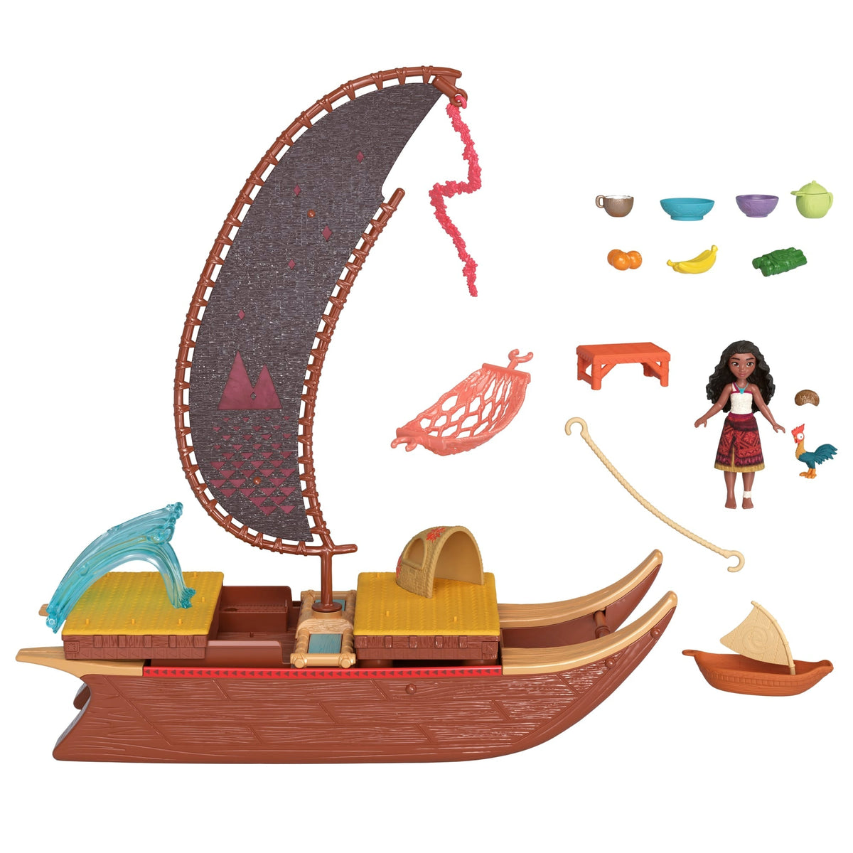 Moana 2 Set de Juego Bote de Aventuras con Mini Muñeca y Accesorios