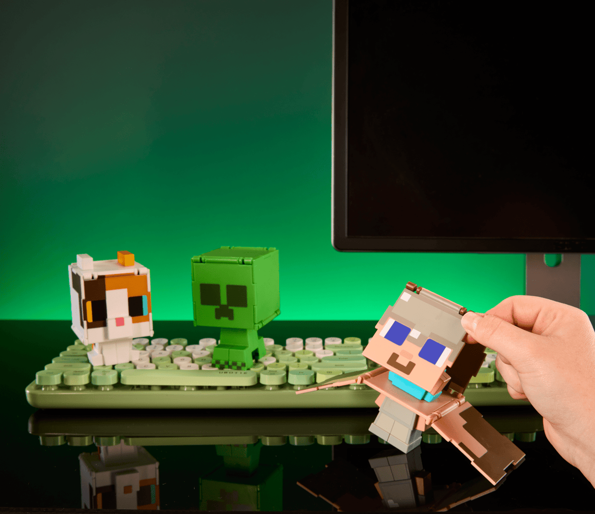 Minecraft Vanilla Figura de Acción Flippin' de 3.75 Creeper + Creeper Cargado