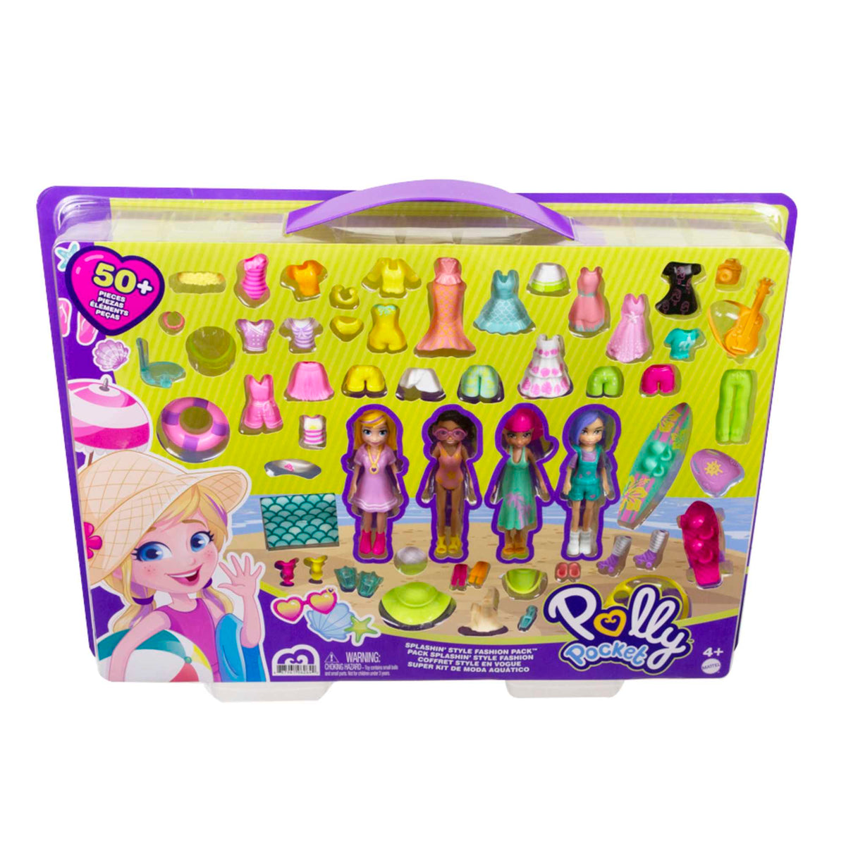 Polly Pocket Coffret Style en Vogue, 4 Poupées de 7,62 Cm, Tenues
