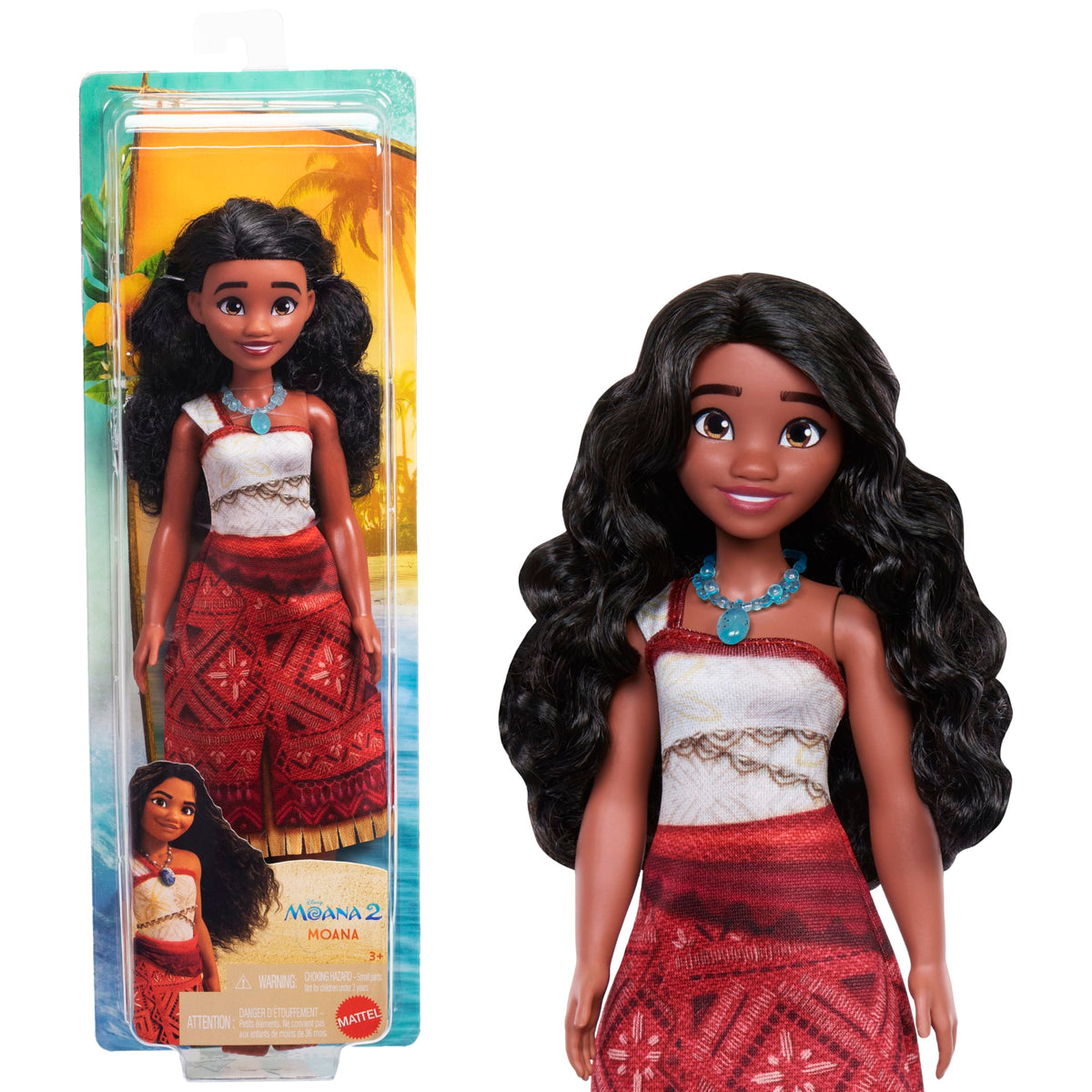 Disney Moana 2 Poupée Mode et 2 Acc. Moana, Tenue Amovible