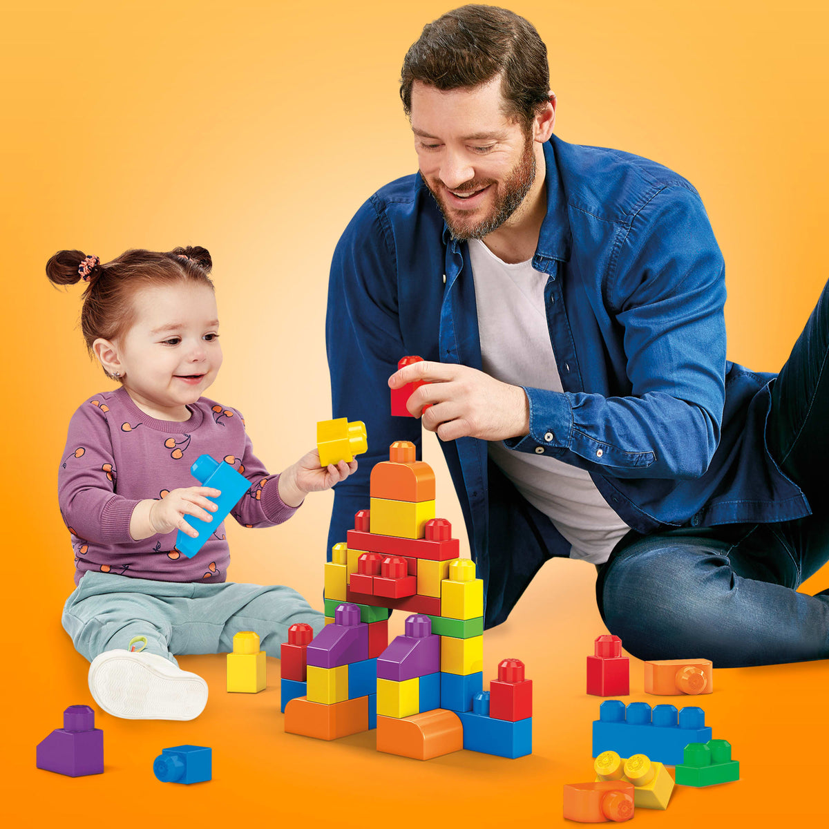 Mega Bloks Juguete de Construcción Bolsa de 60 bloques Azul