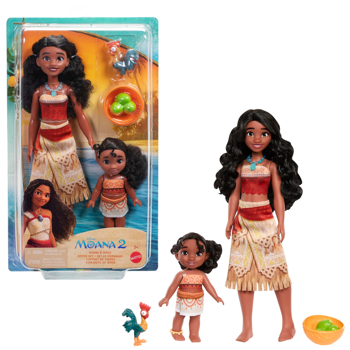 Disney Moana 2 Coffret de Jeu Sœurs Moana et Simea, 3 Access.
