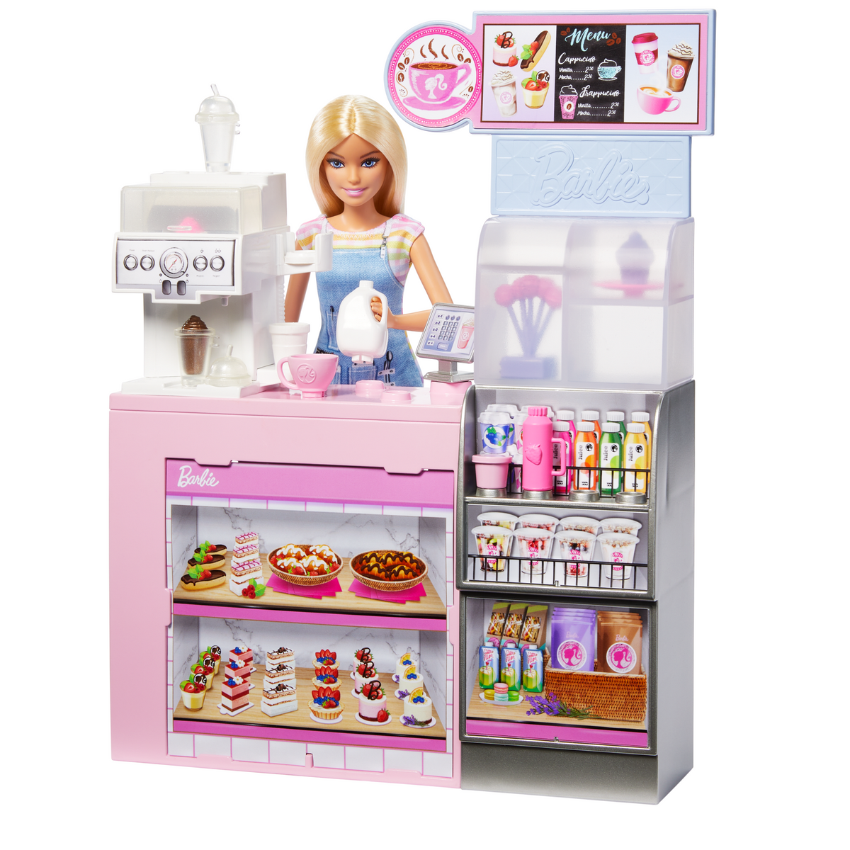 Barbie Coffee Shop Playset With Blonde Barista Doll, Working Coffee Maker & 10+ Accessories