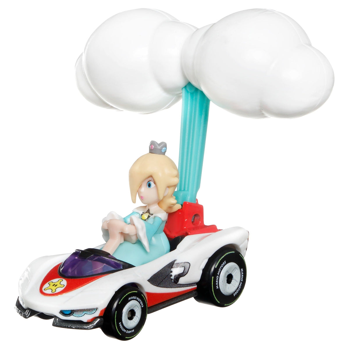 Hot Wheels Mario Kart Vehículo de Juguete Rosalina P-Wing con Cloud Glider