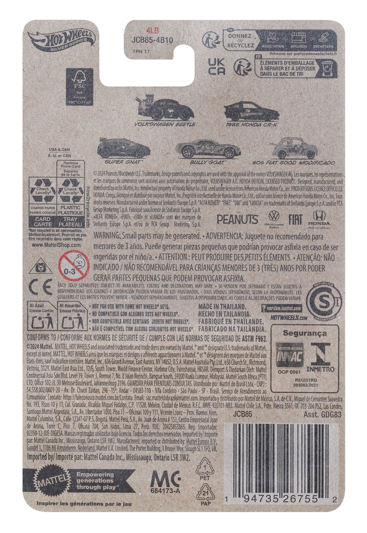Hot Wheels Collector Veículo de Brinquedo 60s Fiat 500D Snoopy