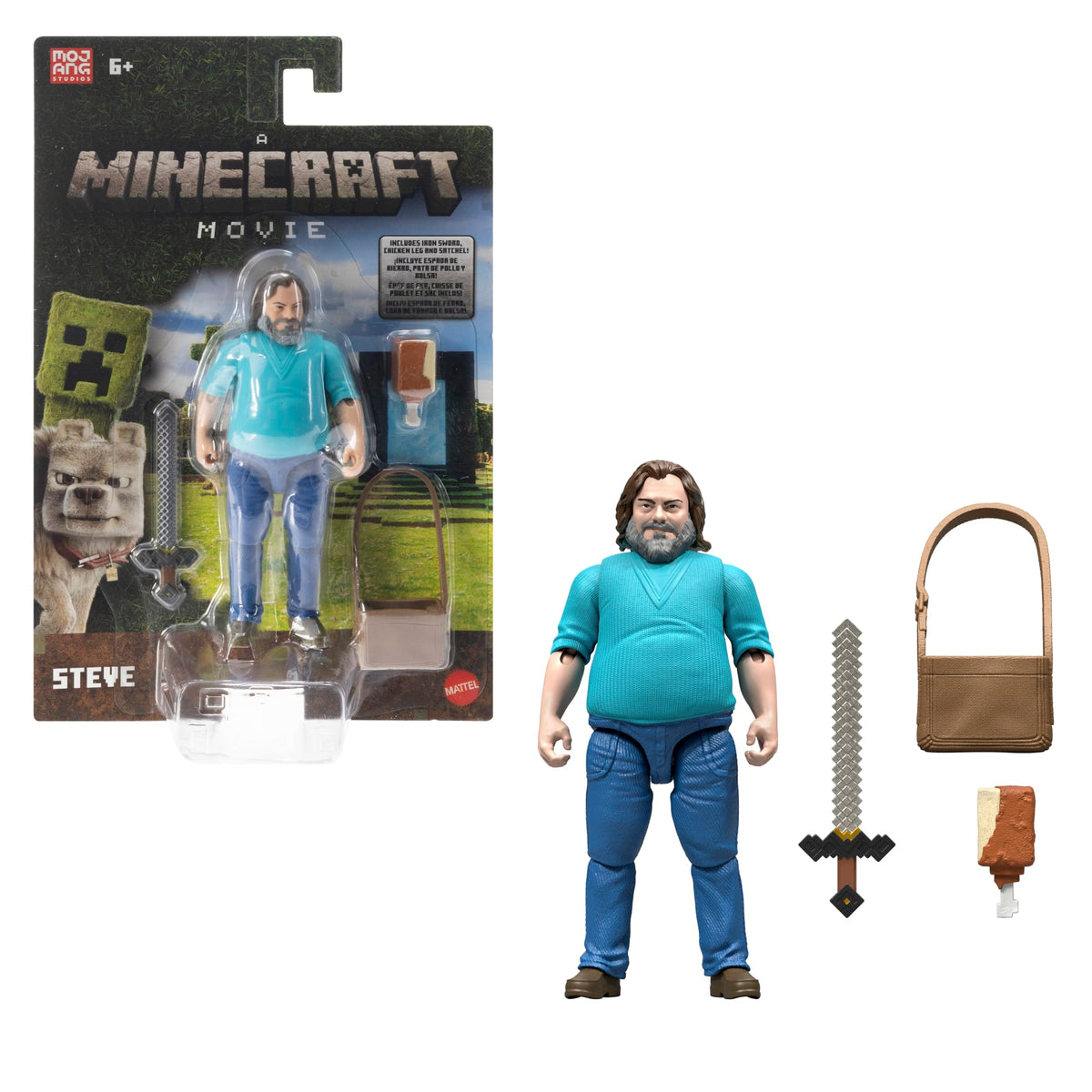 Minecraft Steve Action Figure & Accessories, 4-inch Toy Set inspired By A Minecraft Movie