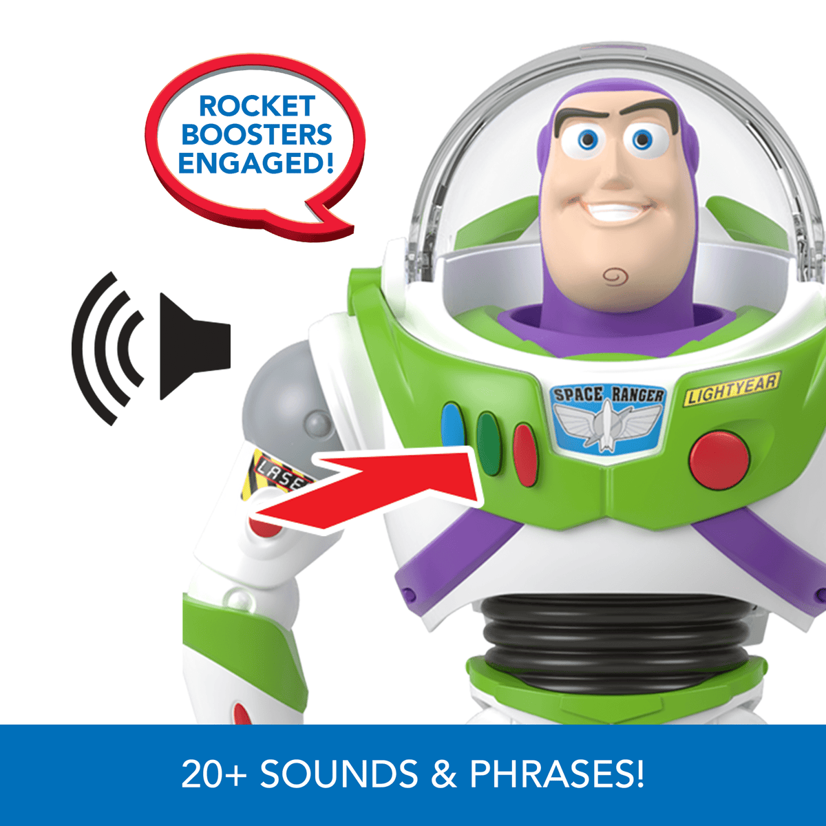 Disney And Pixar Toy Story Buzz Lightyear 10-Inch Action Figure Toy With Rocket & Sounds